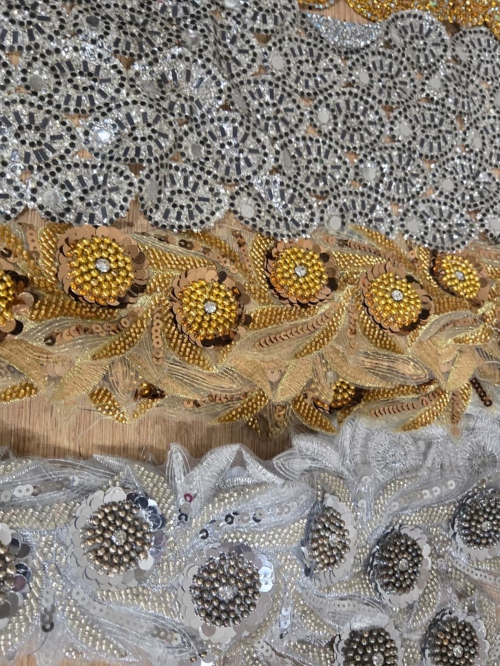 Gold & Silver Beaded Sequin Trim - Floral Embellished Lace appliqué